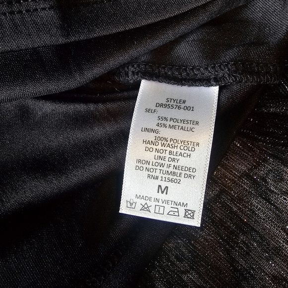 All in Favor Metallic Black Gold Striped Midi Dress Size M - Picture 8 of 11